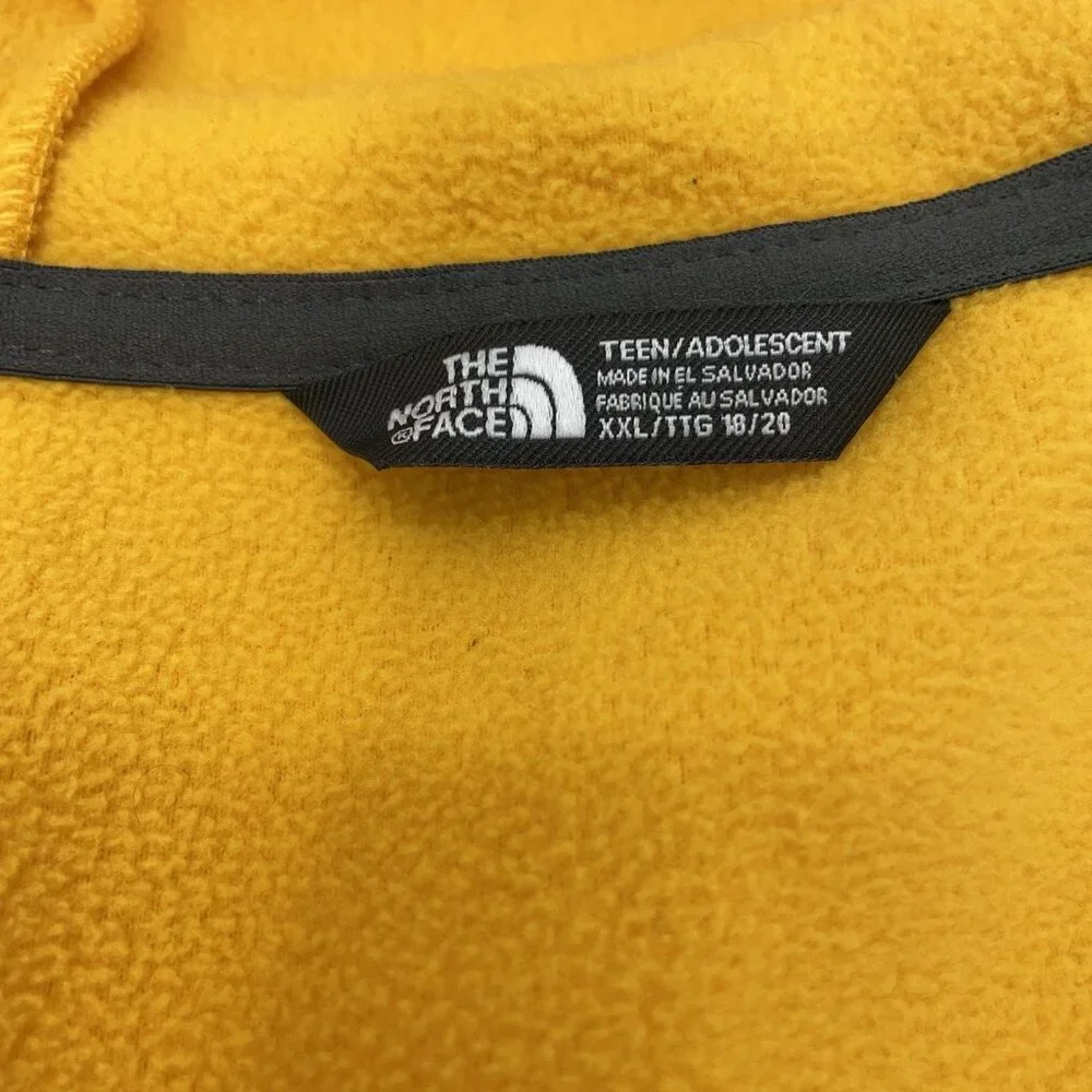 The North Face Teen Glacier Full Zip Hooded Jacket Fleece Yellow Kids‎ XXL 18-20